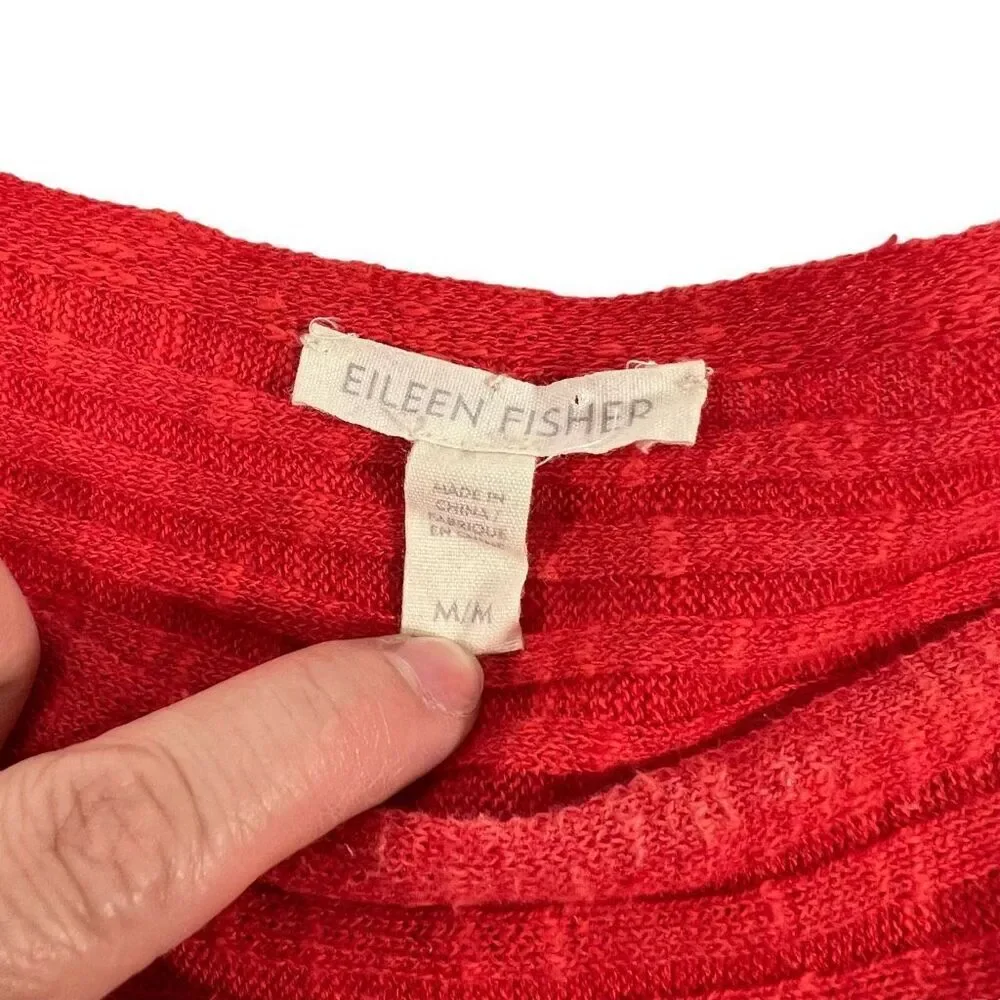 Eileen Fisher Medium Knit Linen-Cotton blend Top Coral Color Organic